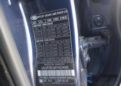 2015 Land Rover Range Rover Evoque Pure из США, поврежденный, VIN SALVP2BGXFH024686